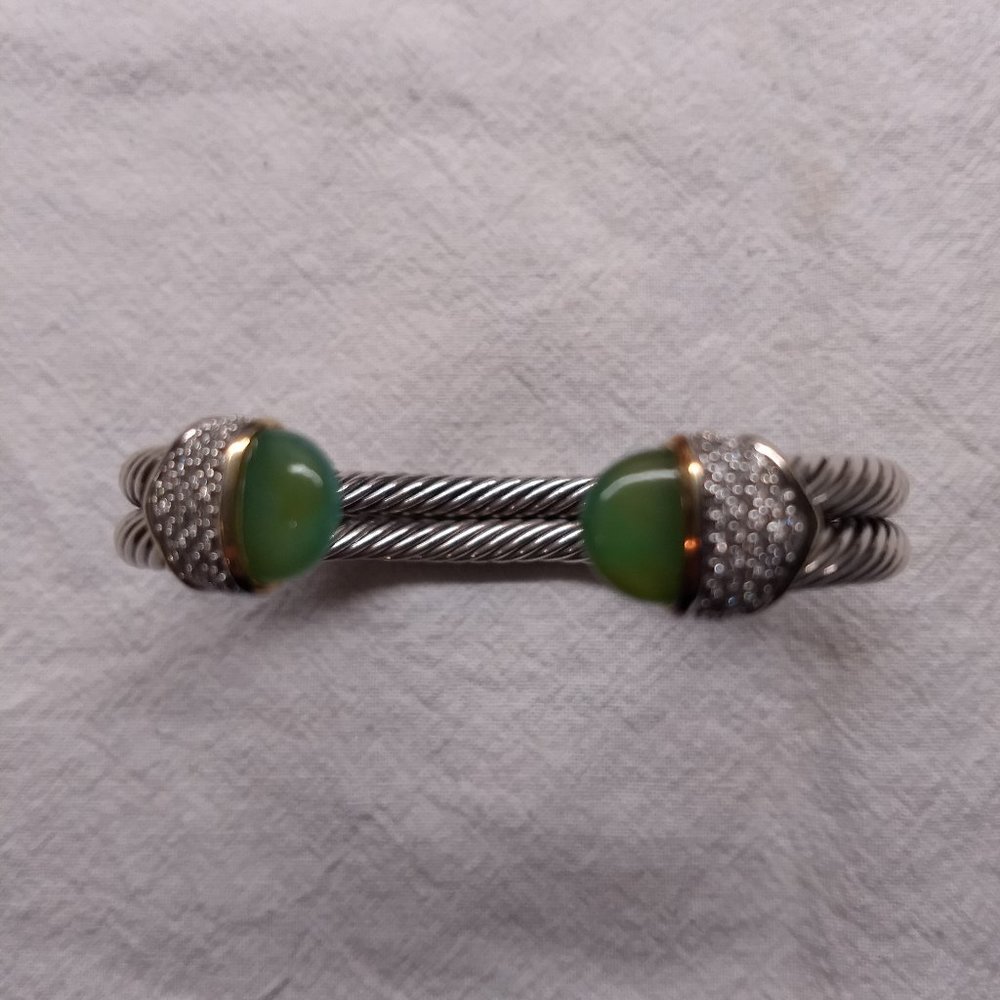 David Yurman Double Cable Peruvian Opal and Diamond Cuff